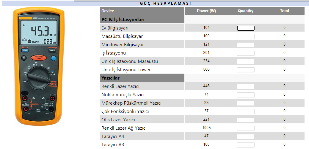 güç hesaplama